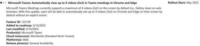 微软Teams Web版将默认启用3x3视频窗口