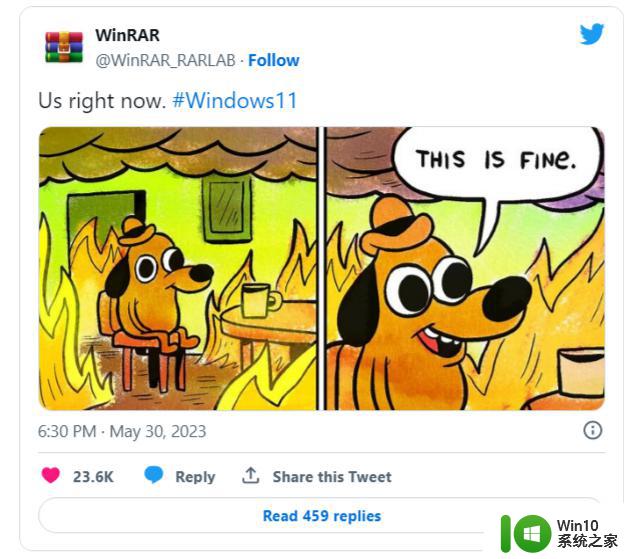 微软宣布Win11原生支持解压 / 压缩rar文件后，WinRAR发图自嘲