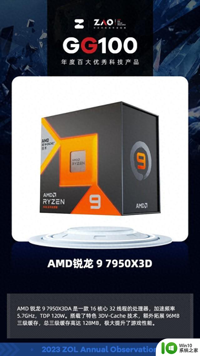 GG100 2023：AMD锐龙 9 7950X3D处理器获奖，技术卓越引领行业发展