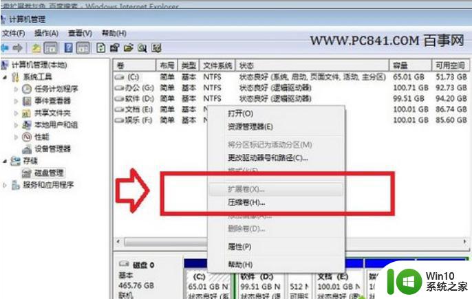 win7系统压缩卷之后不能扩展如何处理 win7系统压缩卷无法扩展解决方法